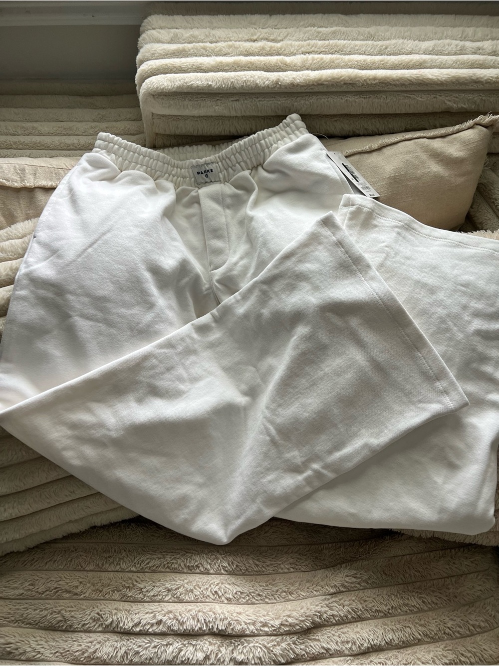 White Elastic-Waist Track Pants - Relaxed Jogger Style